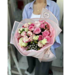 Vip Soft  pembe &beyaz karma buket 14910
